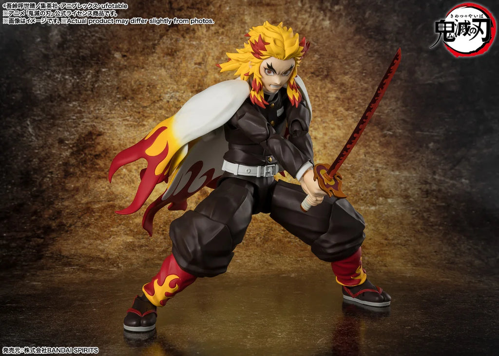 Officially Licensed BANDAI SHFiguarts Rengoku Kyoujurou Figure Anime Action Model Demon Slayer Figure Genuine Toy