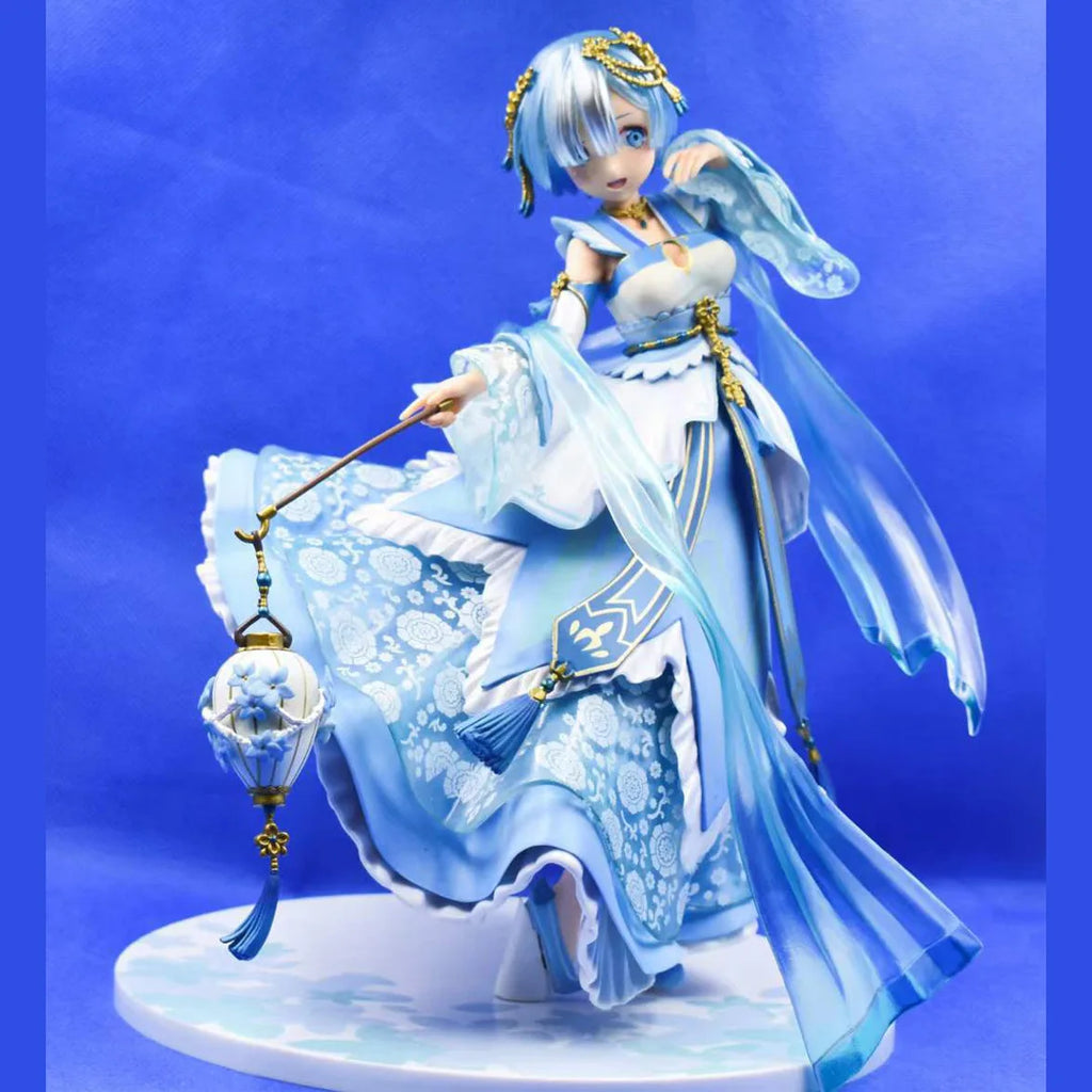 Rem Collectible Action Figure Re Zero Starting Life In Another World Hanfu Style Face Swapable Model With Lantern For Anime Fans
