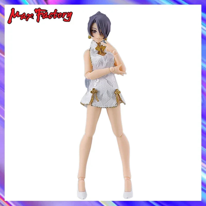 Original in Stock Max Factory Figma#569b Female Body (End Flower) and White Short Cheongsam Outfit Figures Model Toy Gift