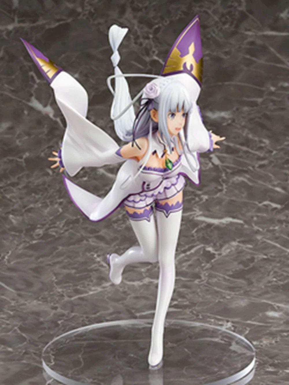 25CM Anime Re:Zero kara Hajimeru Isekai Seikatsu Emilia Figure 1/7 Standing Model Toy Gift Collection Action Figure PVC