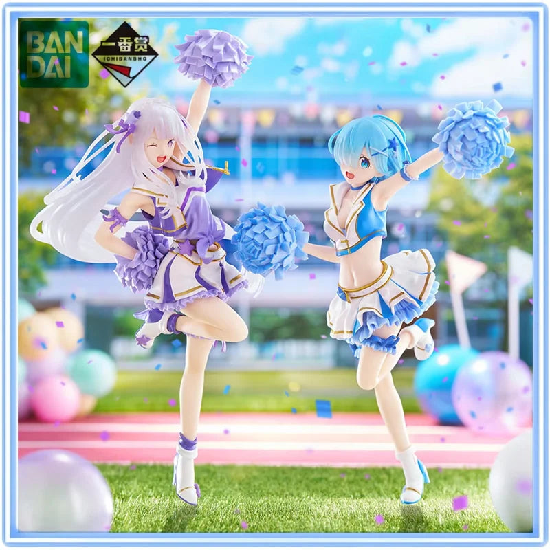 BANDAI Ichiban Kuji Re:Life in A Different World From Zero Cheerleaders Emilia Rem Give You Courage Action Figure Ornaments
