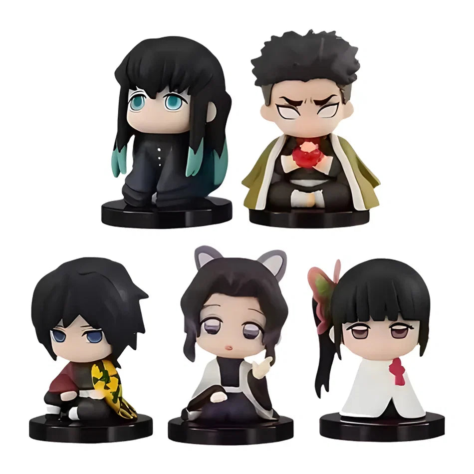 Cute Sitting pose Gashapon Figures Kamado anjirou Agatsuma Tomioka Giyuu Shinobu Kocho Uzui Tengen Collectible Toy