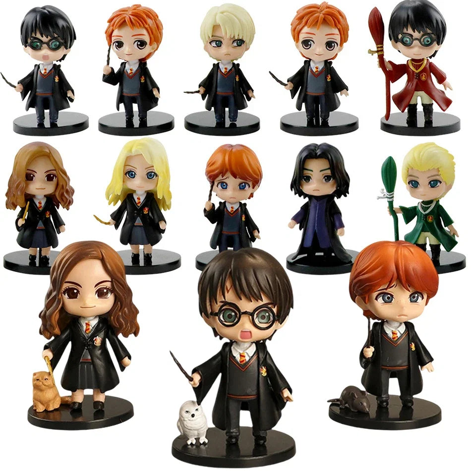 7-9cm 3pcs/10pcs Harryy Q Style Potter Posket Hermione Ron Hedwig Vinyl Figure Toy Cake Decoration Car Model PVC Doll Gift Toys