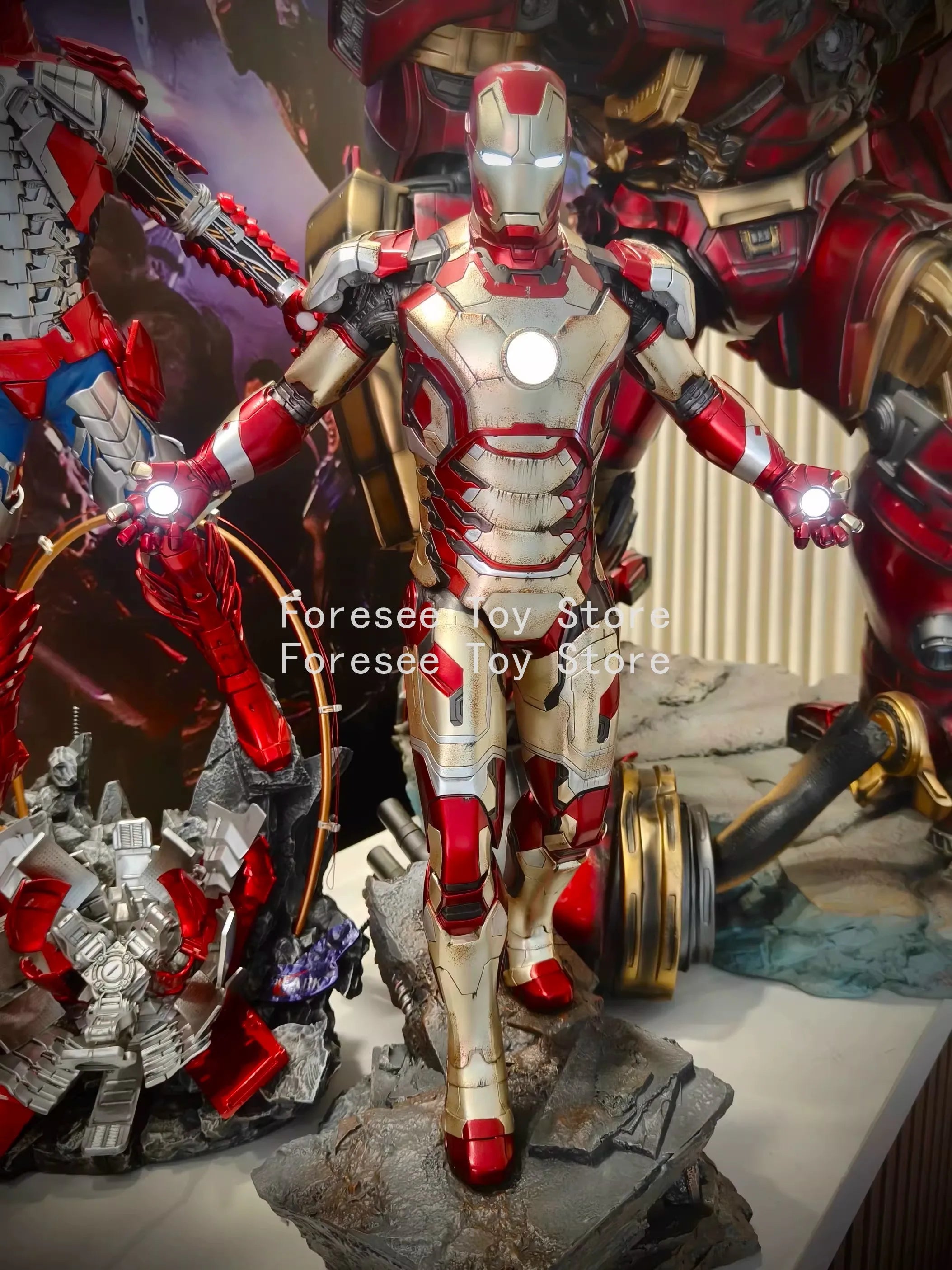 In Stock 50cm Height Mark42 Figure Marvel Anime Figures Collection Light-up Desktop Ornament Decorations Best Gifts for Children