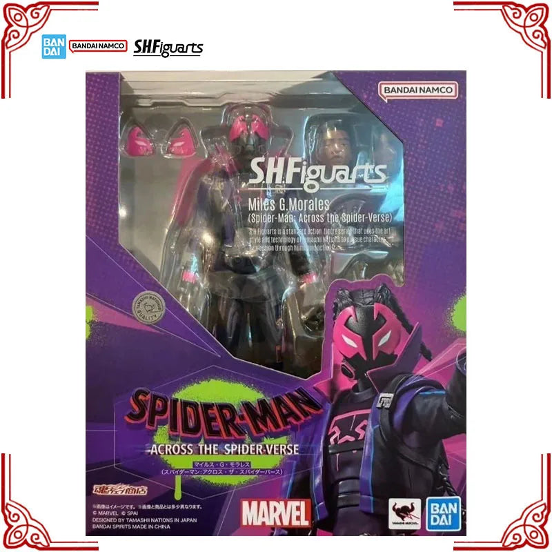 Genuine Bandai Spider Man Across The Spider Verse Model Kit SHF Miles G Morales Anime Action Figure Collection Finished Model
