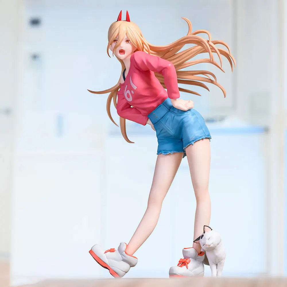 15CM Anime CHAINSAW MAN Figure POWER Sitting Position Anime Model Toys Gifts Collection Decoration Ornaments PVC