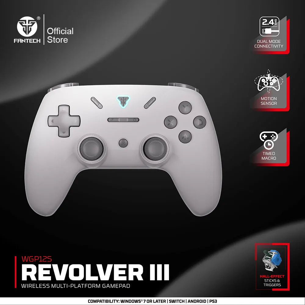 FANTECH REVOLVER III WGP12S Game Controller 1000hz Wireless Gamepad Hall-Effect Triggers Joystick Gyroscope Controller for ps4
