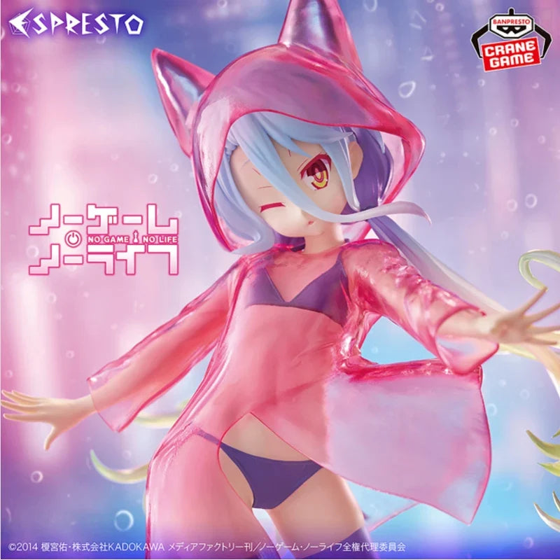 Original BANDAI NAMCO BANPRESTO NO GAME NO LIFE ESPRESTO Glittery raincoat Shiro PVC Genuine Figure Model Collector Figurine Toy