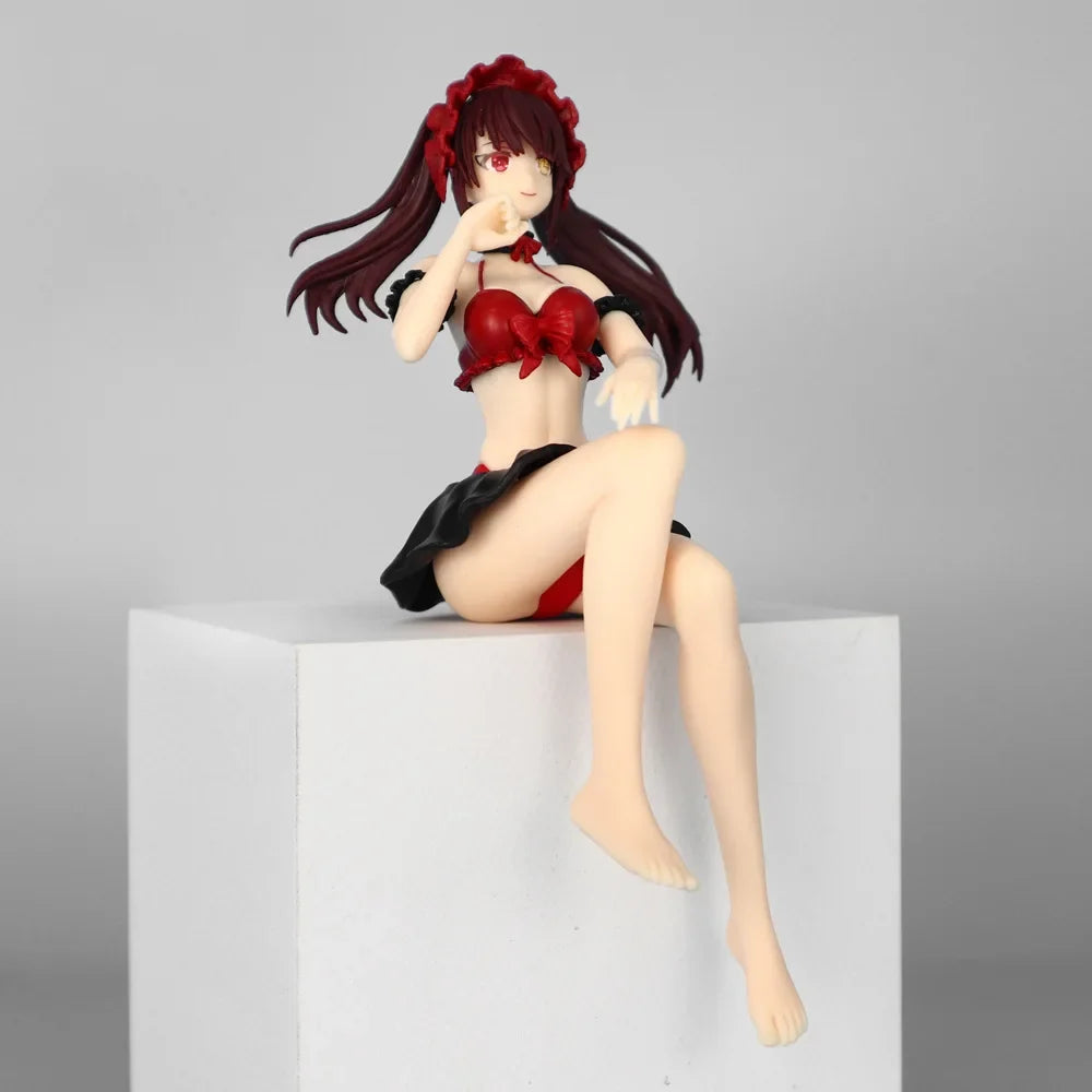 Anime Tokisaki Kurumi Figure Sitting pose Action Figure Swimsuit Style Model Desktop Ornaments Collection Child toy Gifts 16cm