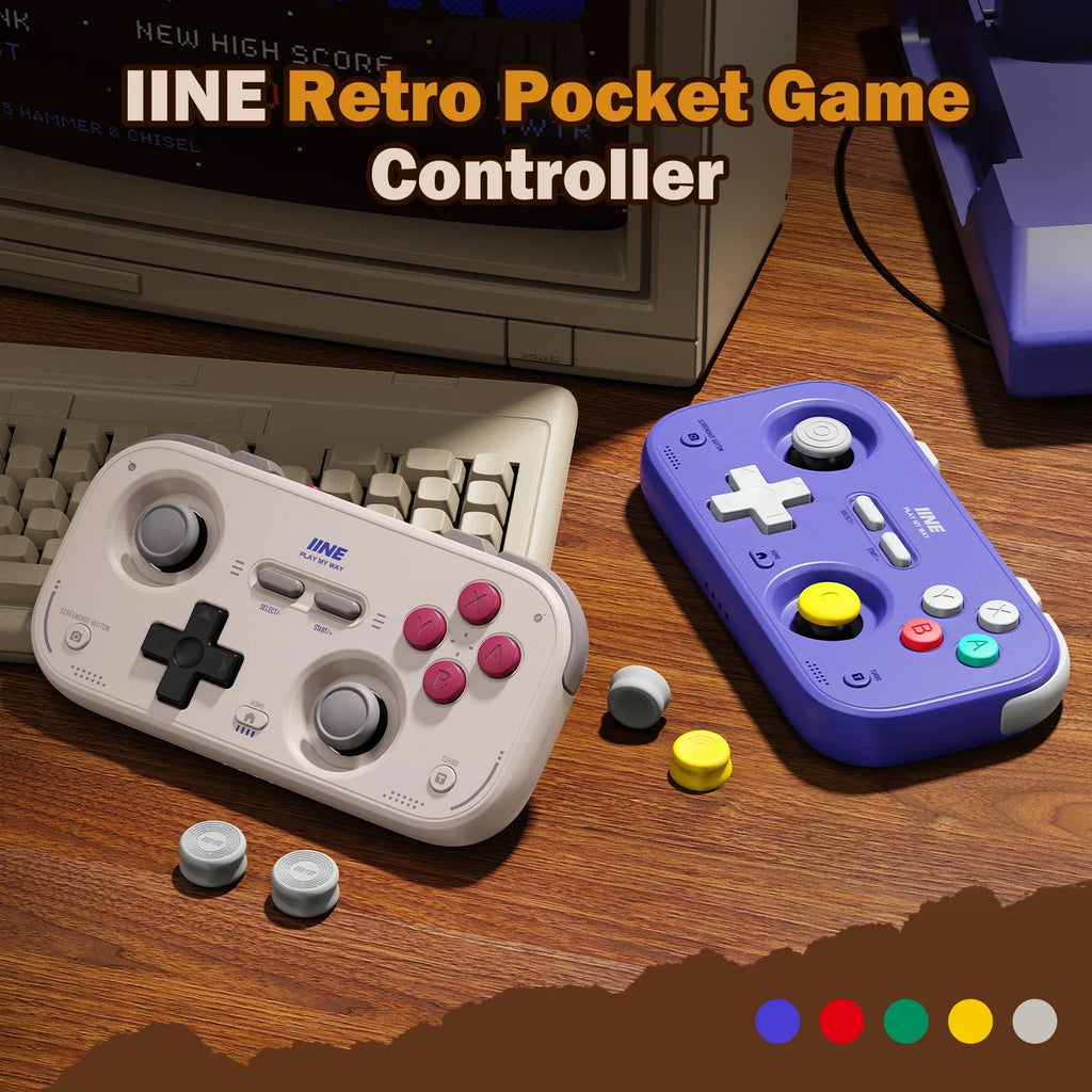 For IINE Pocket Retro Game Controller,1000Hz Recessed Stick, Hall Effect Joysticks,Portable Mini Gamepad Customizable Controls