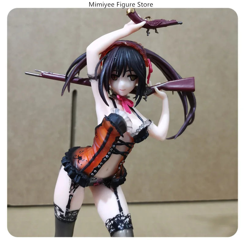 21cm Date A Live Kurumi Tokisaki Anime Twin Gun Girl Swimsuit Standing Pose PVC Figure Statue Desktop Decoration Gift