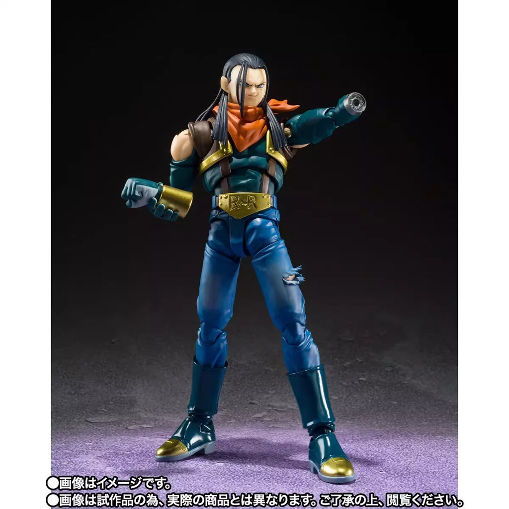 Original S.H.Figuarts Dragon Ball GT Super Android 17 Anime Figure Toy BANDAI Genuine PVC Model Collection Action Figurine Gift