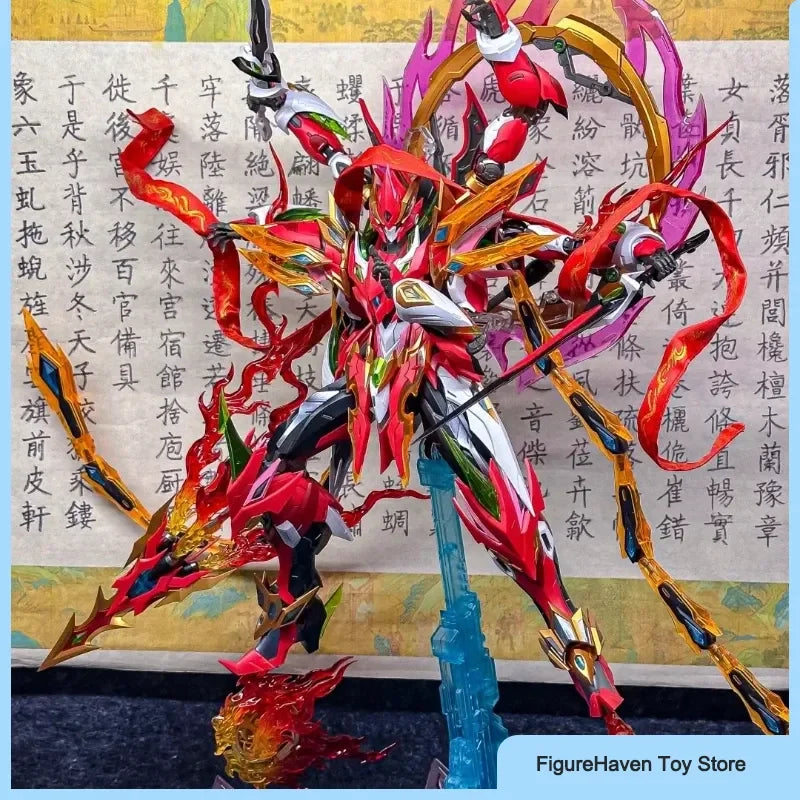 Motor Nuclear Nezha Six-Armed Mecha With Lotus Base Alloy Skeleton Assembly Model Kit Action Figures Trendy Toy Boy Ideal Gift
