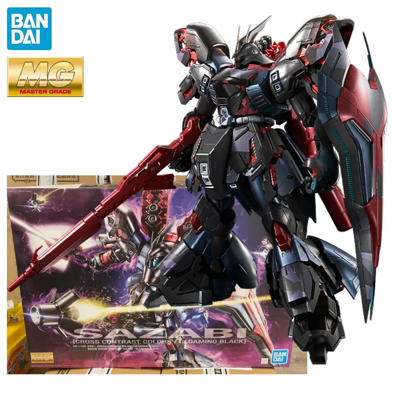 Auf Lager BANDAI China Limited MG 1/100 [CROSS CONTRAST COLORS / GLOAMING BLACK] SAZABI Anime-Actionfiguren Montagemodell-Spielzeug