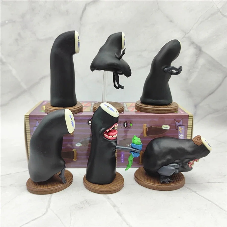 6PCS Spirited Away Anime Figure Q Version Kawaii No Face Man Action Figure Room Decorations PVC Adult Collection Model Doll Toys