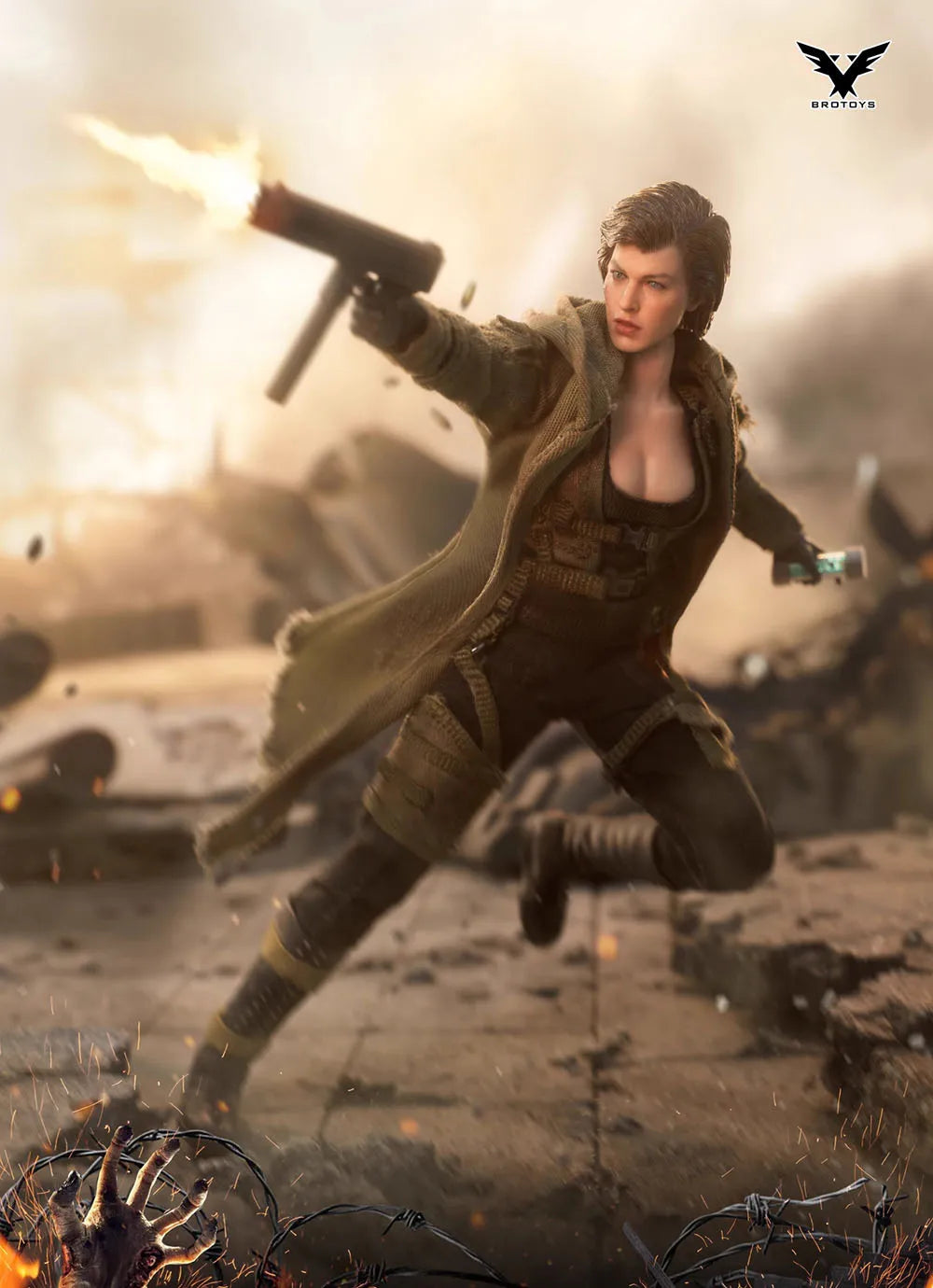BROTOYS LR004 Women Soldier Charactor Toys Alice Player Residents of the Full Evil Set Moveable Action Figure with Platform 1/12