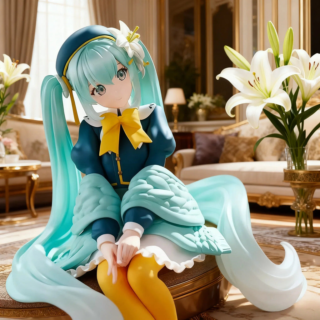 2025 New 15CM Anime Early Spring Sanmi Baihe Fairy Sitting posture Q version Kawaii Handmade Ornament PVC Model Toy Doll Collect
