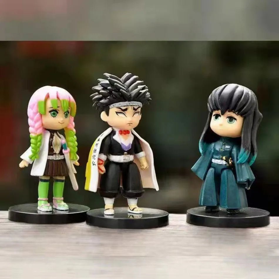 9pcs Anime demon slayer kimetsu no yaiba figure kamado tanjirou action figure agatsuma zenitsu nezuko warrior pvc model toy gift