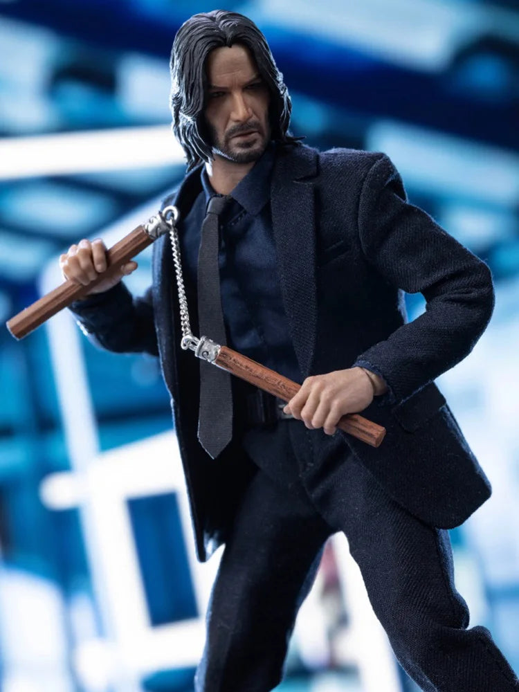 AT Custom Original 1/12 Keanu Reeves Suit Cloth Movable Man Action Figure John Wick：Chapter 4 Movie Original Mini 6" Soldier