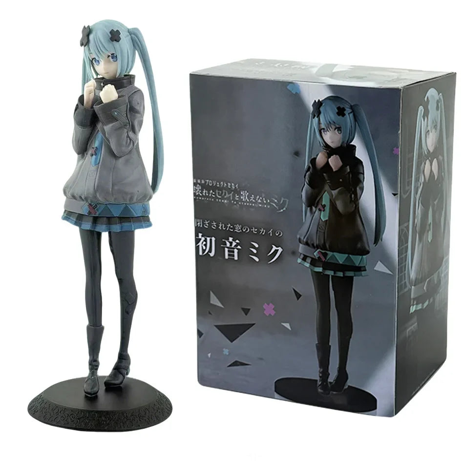 New 8inch Hatsune Miku In A World With Closed Windows Collectible Anime Action Kwaii Miku Figures Model Toys Christmas Gifts