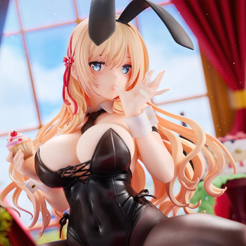 Original illustration figure Bunny Girl-chan squat action figures Baniga-chan figurine Doll PVC Model ornament Statue Gifts 18cm