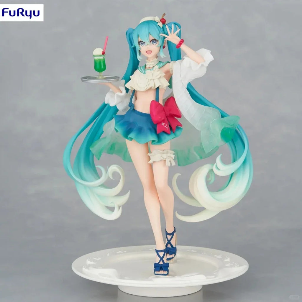 Hot New Hatsune Miku figure Soda cream dress The Props Desktop Decoration Collection PVC Model Toys Kids Gifts
