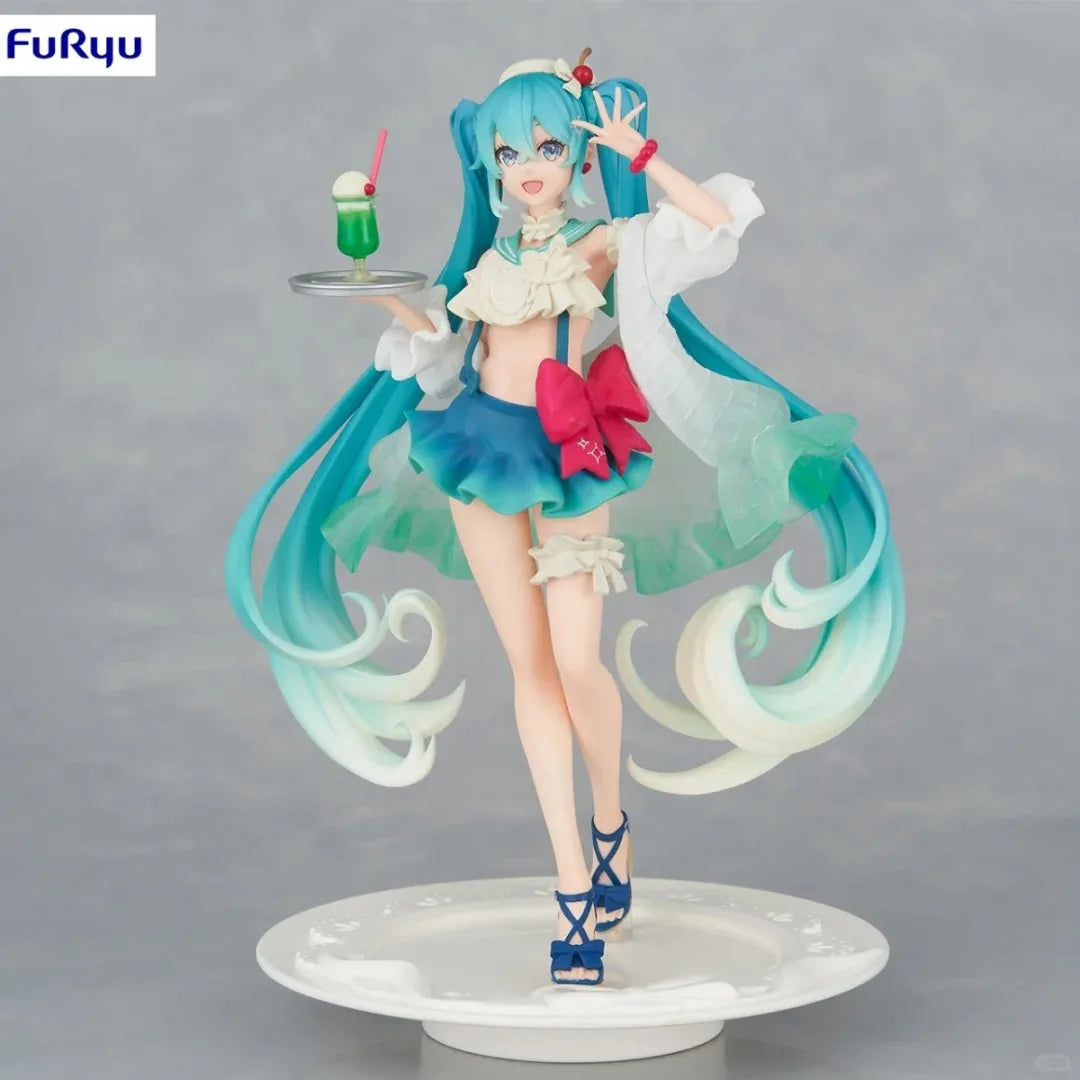 Hot New Hatsune Miku figure Soda cream dress The Props Desktop Decoration Collection PVC Model Toys Kids Gifts