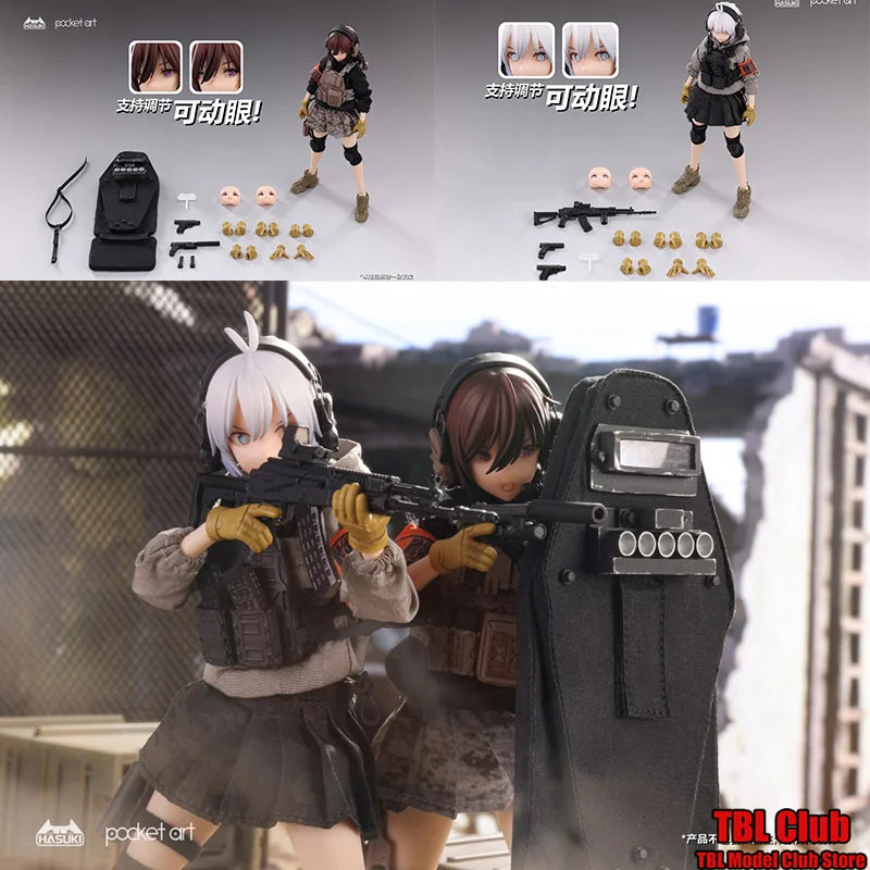 Auf Lager PA003 PA004 1/12 Maßstab Soldatin Schwerer Angriff Handverteidigungsschild Doppelteam 6-Zoll Komplettset Actionfigur