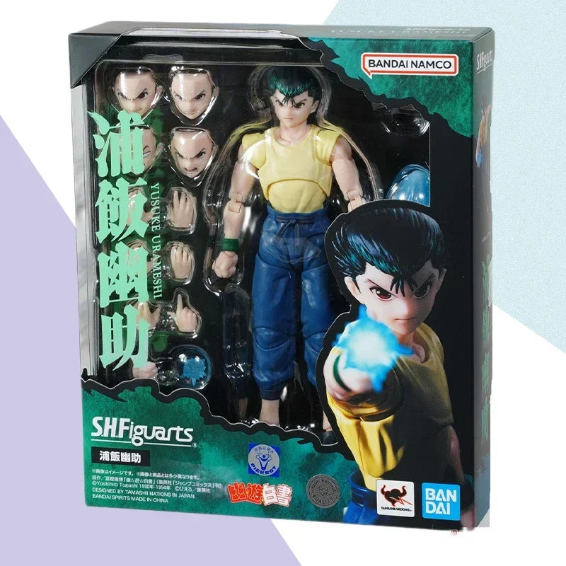 Original Bandai S.H.Figuarts SHF Yu Yu Hakusho YUSUKE URAMESHI Figure Finished Model kit  Anime full Action Toy Gift for kid set