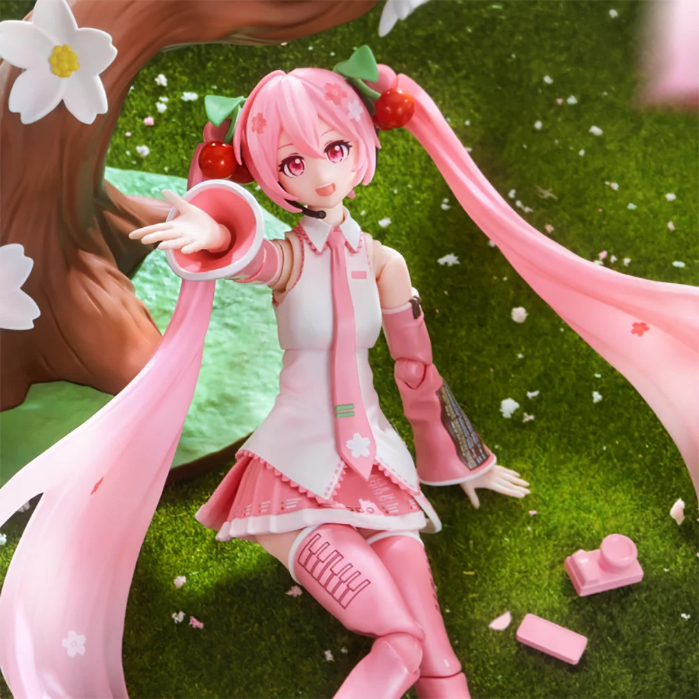 Original Blokees Hatsune Miku Cherry Blossom Future Series Action Figures Cartoon Fashion Trend Model Toys Desktop Display Gifts