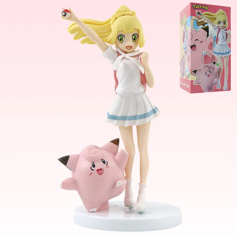 Anime Pokemon Lillie Clefairy Game Beautiful Girl Figure Model Gk Statue Charm Collection Desktop Ornament Hobby Toys Tide Play