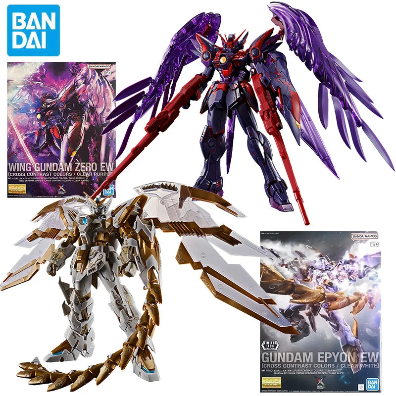 Bandai MG 1/100 Gundam Epyon EW Action Figure Wing Gundam Zero EW Cross Contrast Colors Plastic Model Kit Collection Gunpla Gift