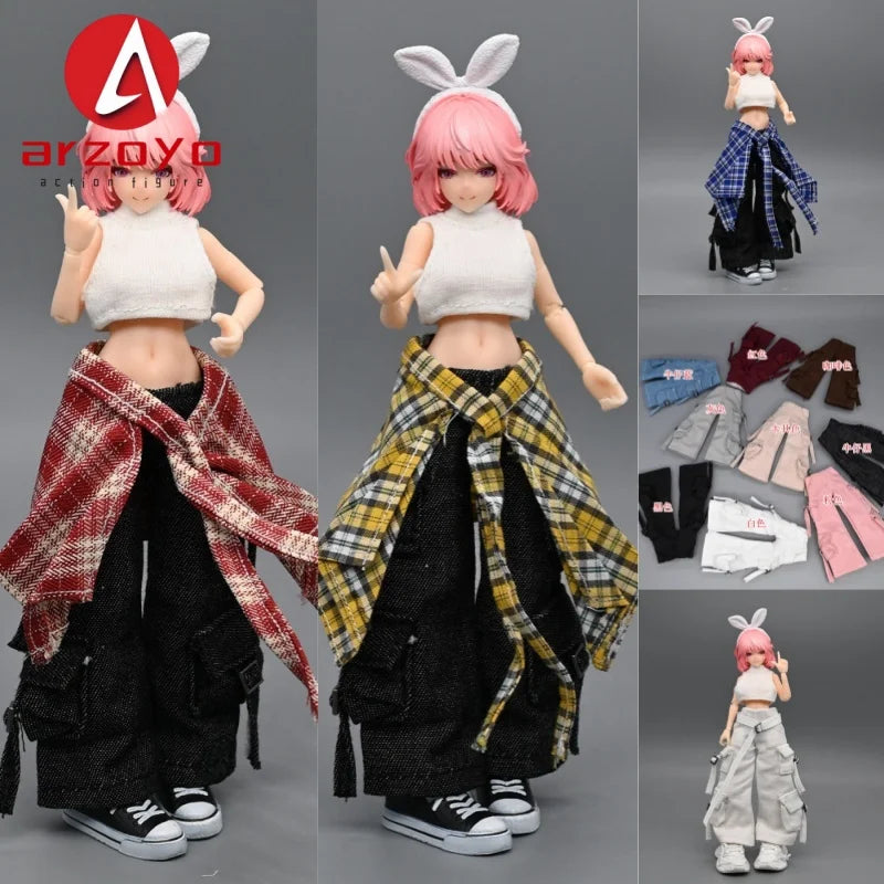 1/12 Scale KPOP style Female Work Pants Hip Hop Trousers Decoration Clothes Model Fit 6'' Romankey  Soldier Action Figure Body