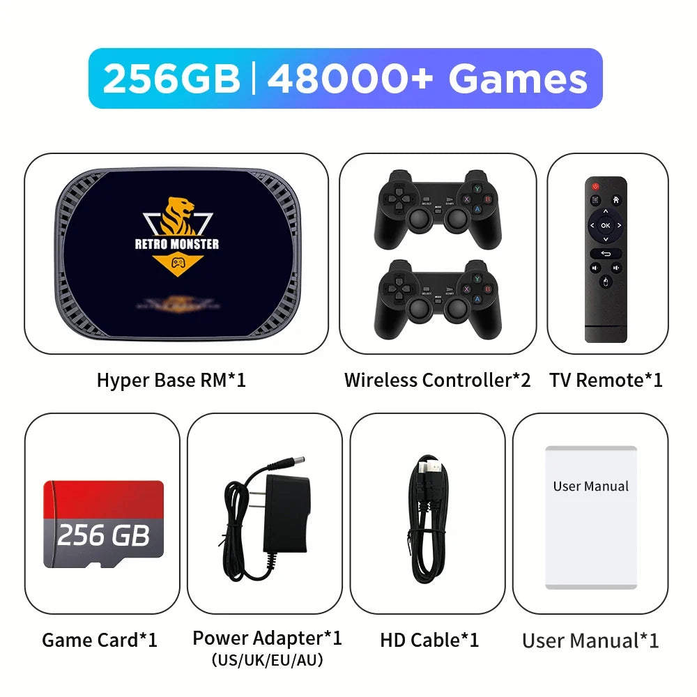 4K Retro Video Game Console S905X4 Retro Monster Game Box Built-in 48000 Games For PSP/PS1/Sega Saturn/SNES Android 11.0 TV Box