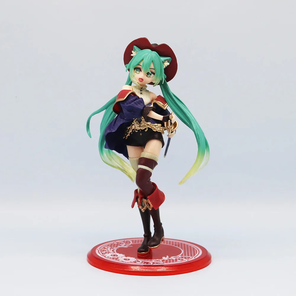 Anime Hatsune Miku Figure Fairy Tale Wonderland Hatsune Miku Puss in Boots Kawaii Action Figures Adult Collection Model Toy Gift