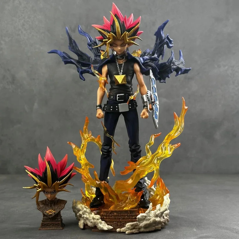 2025 28cm Anime Duel Monsters Anime Figure Gk Yugi Muto Doll 2 Heads Pvc Statue Model Collectible Decoration Toys Christmas Gift