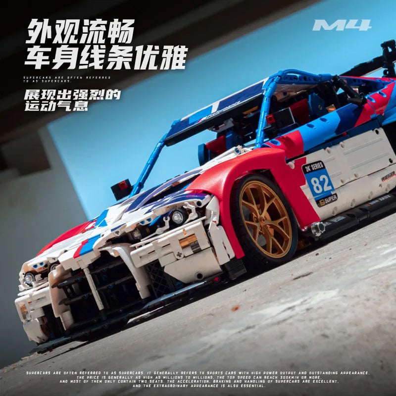 IN STOCK JD040 MOC Technical 1:8 Sports Car M4 Building Blocks Bricks Assembling Model Toys for Boys Christmas Gift Set Boys