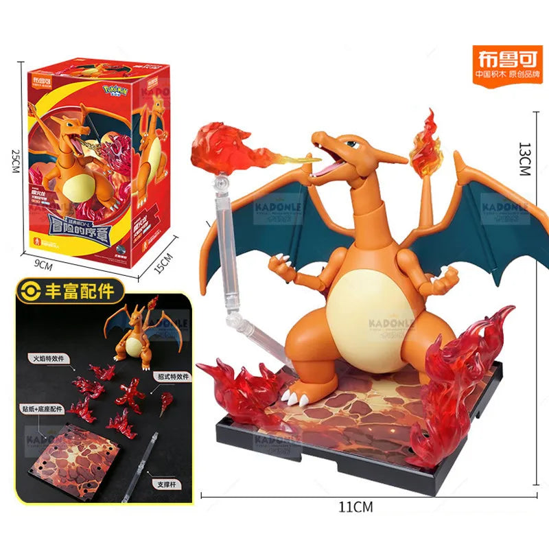BLOKEES Original POKEMON Snorlax Lucario Scyther Cinderace Charizard Classic Special Effects Accessories Action Figure Toy Gift