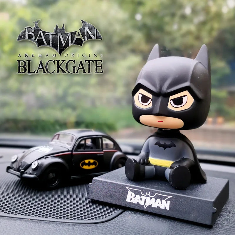 Q version of Batman Toy Figures Cartoon Bobble Head Doll Car Ornaments Marvel's The Avengers Capped Captain Spiderman Model Doll