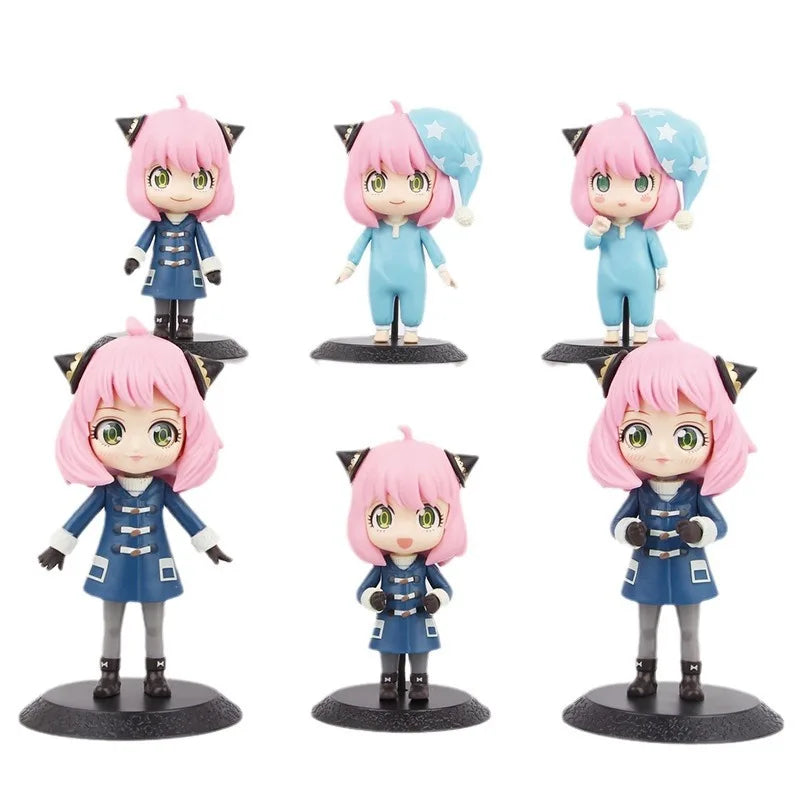 1pc random color 10-14cm PVC Action Figure, Spy-themed Ania School Uniform/Sleepwear version Q version Collectible Figure