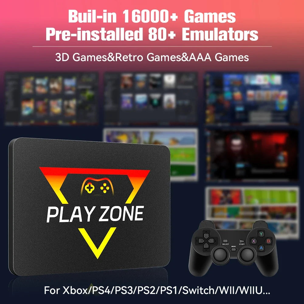 Playzone 1TB Retro Game SSD For PS5/Xbox/Switch/PS4/PS3 Portable Emulator Consoles With 16000+ Games Plug&Play For Win PC/Laptop