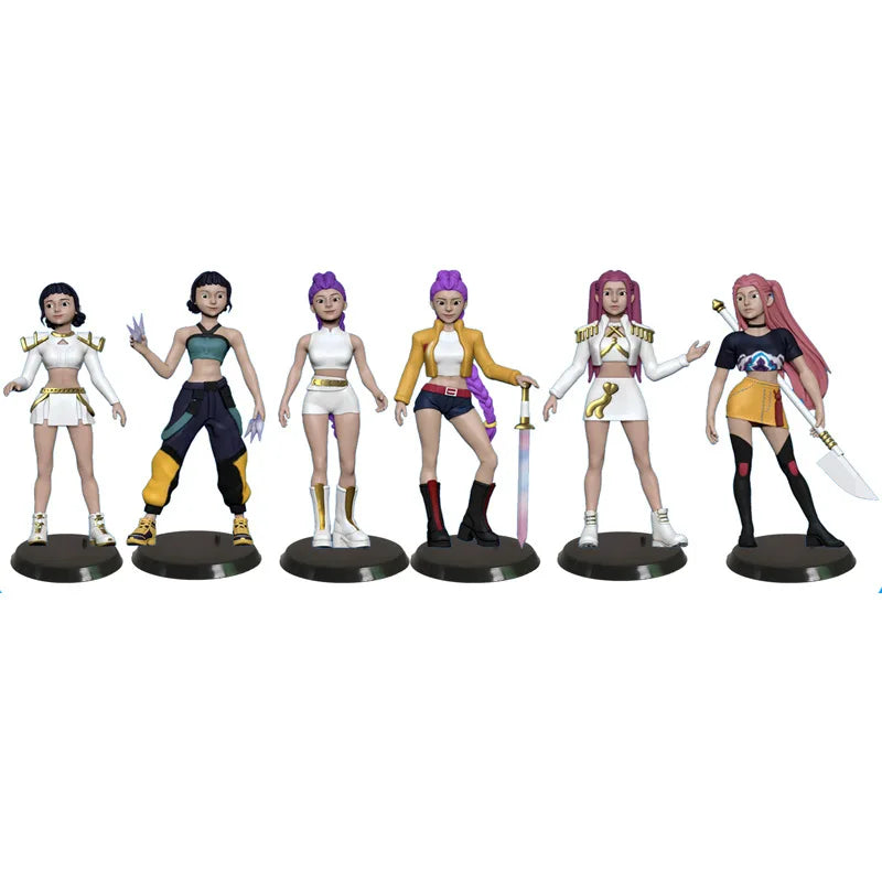 6PCS Anime Kpop Demon Hunters Figure Model Toy Cartoon Gaming Peripherals Desk Decoration Collection Kid Gift