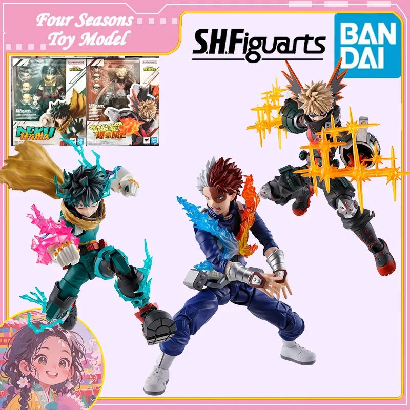 Fast Shipping Bandai Anime SHF My Hero Academia Midoriya Izuku Bakugou Katsuki Todoroki Shoto Original Model Toys Action Figure
