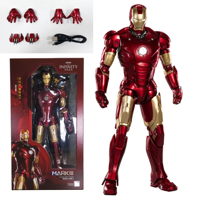 ZD 1/5 Iron Man 36CM MK3 Original legends LED lighting 10th Anniversary Memorial Collect Tony Stark Model Action Figure