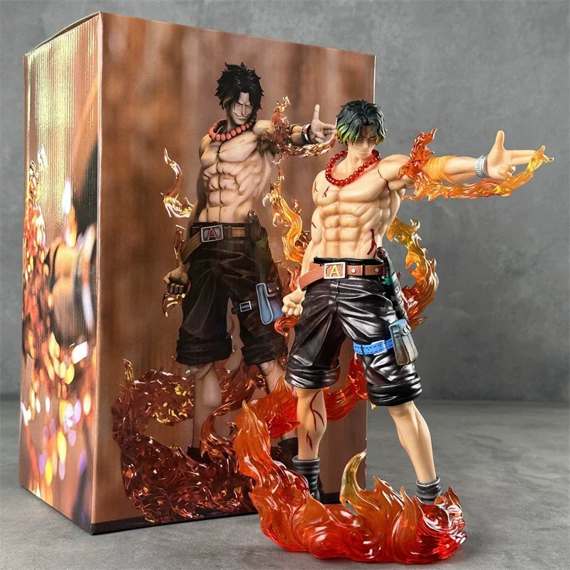 One Piece Flame Ace 25cm Action Figure Standing Pose Scene Model Exquisite Statue Ornament Toy Collectible Gift For Anime Fans