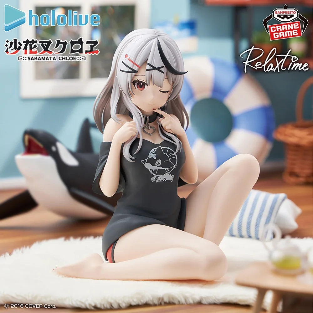 In Stock Bandai Original Genuine Banpresto Virtual Idol Hololive Sakamata Chloe Relax Time 12cm Model Toy Figures Birthday Gift