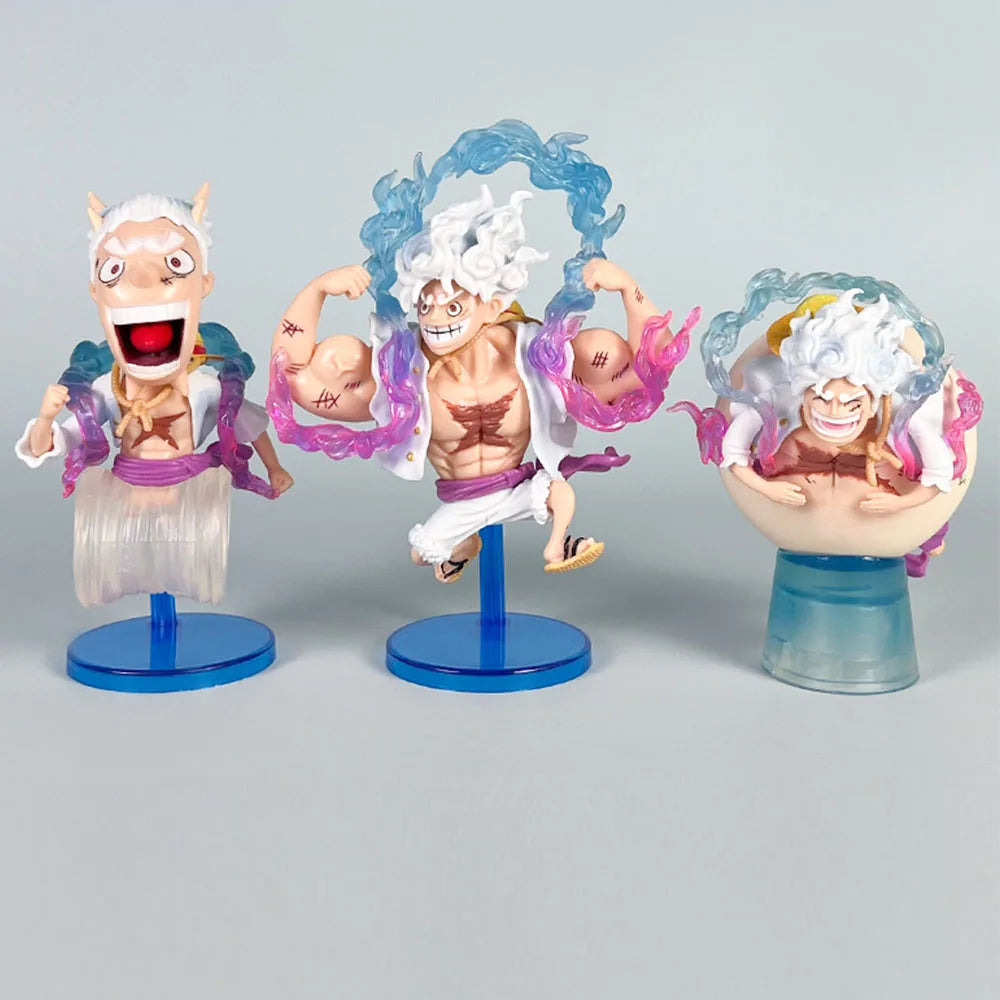 Anime Figure One Piece Q-Version Nika Luffy Five Level Sun God Gradient Special Effects Scenery Model Ornament
