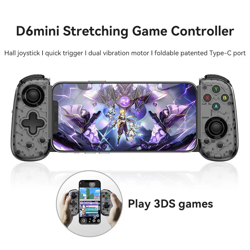 BSP-D6mini Wireless Gaming Stretching Controller for Switch/PC/Android/iOS Hall Joysticks Foldable Type-C Interface Gamepad NEW