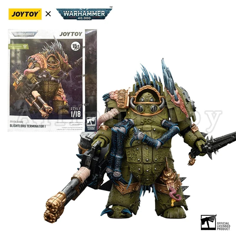 JOYTOY 1/18 Action Figure 40K Death Guard Blightlord Terminator and Plague Marine Icon bearer Anime Model Toy Gift