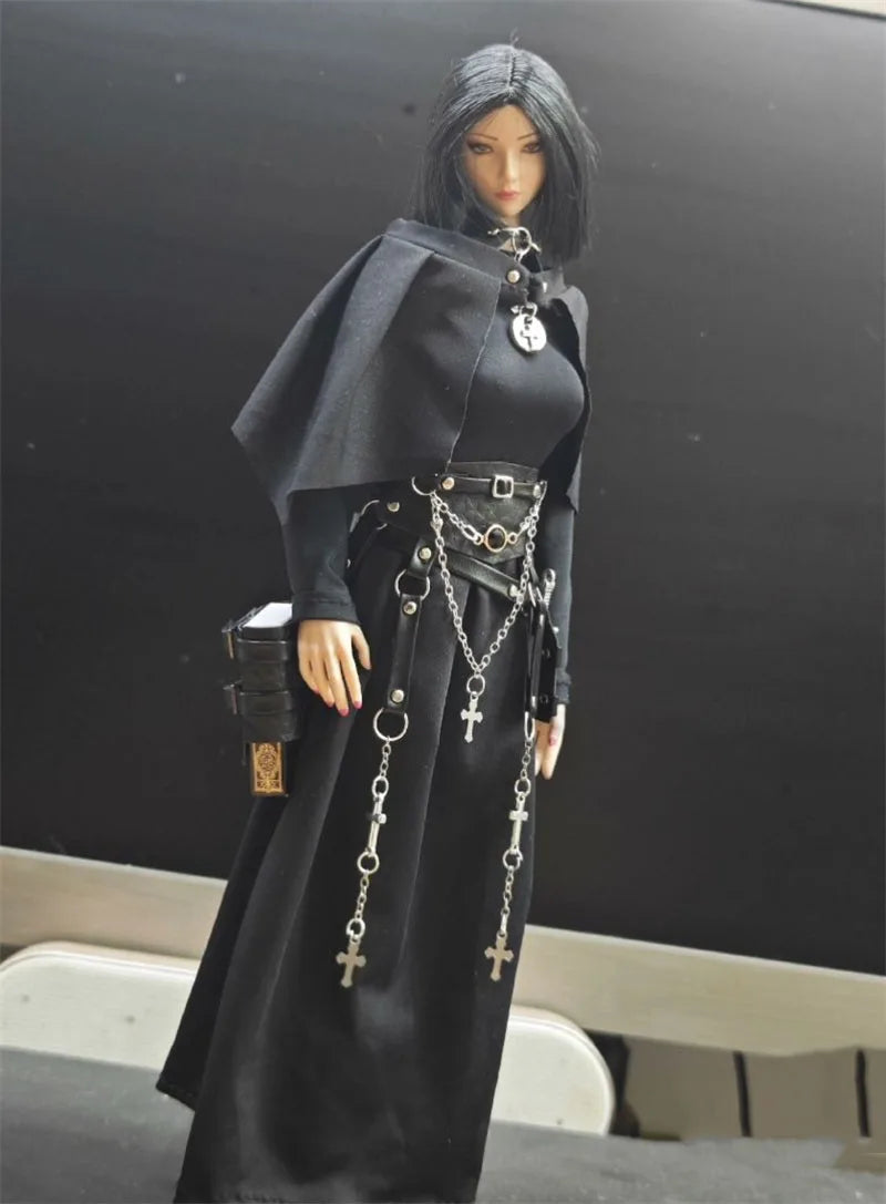 Auf Lager 1/6 Scale Mode Temperament Exquisite Stil Umhang Schwarz Langarm Kleid Set Passend für 12 Zoll Actionfigur Modelle